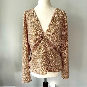 Abercrombie & Fitch Front Knot Long Sleeve Blouse w/ Floral Detail